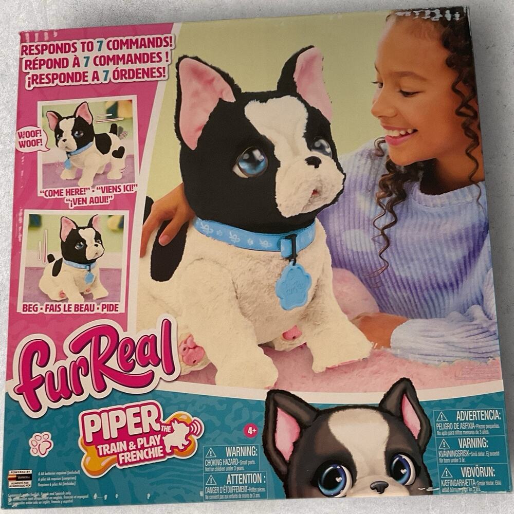 FurReal Piper Train & Play Frenchie Interactive Plush Dog 7 Commands NEW